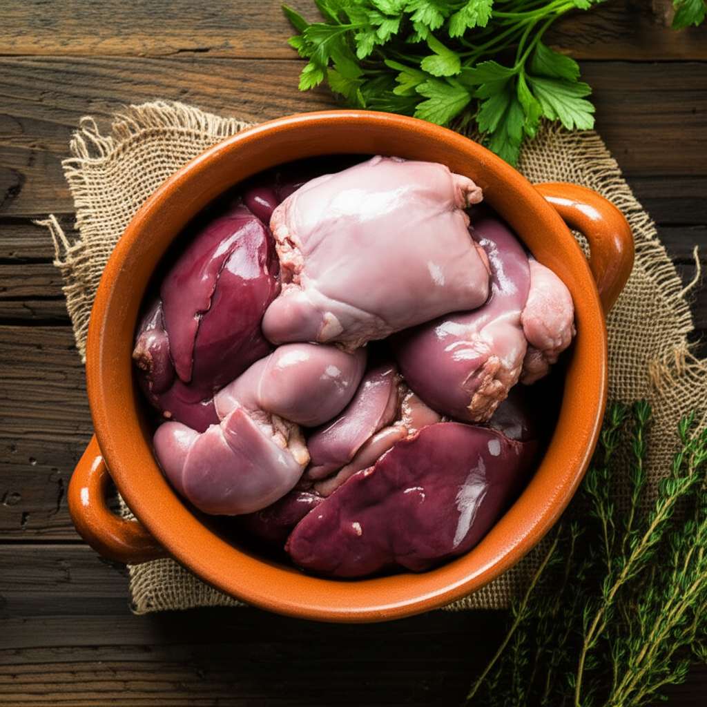 Menudencias (mezcla de mollejas, higados y corazones)
