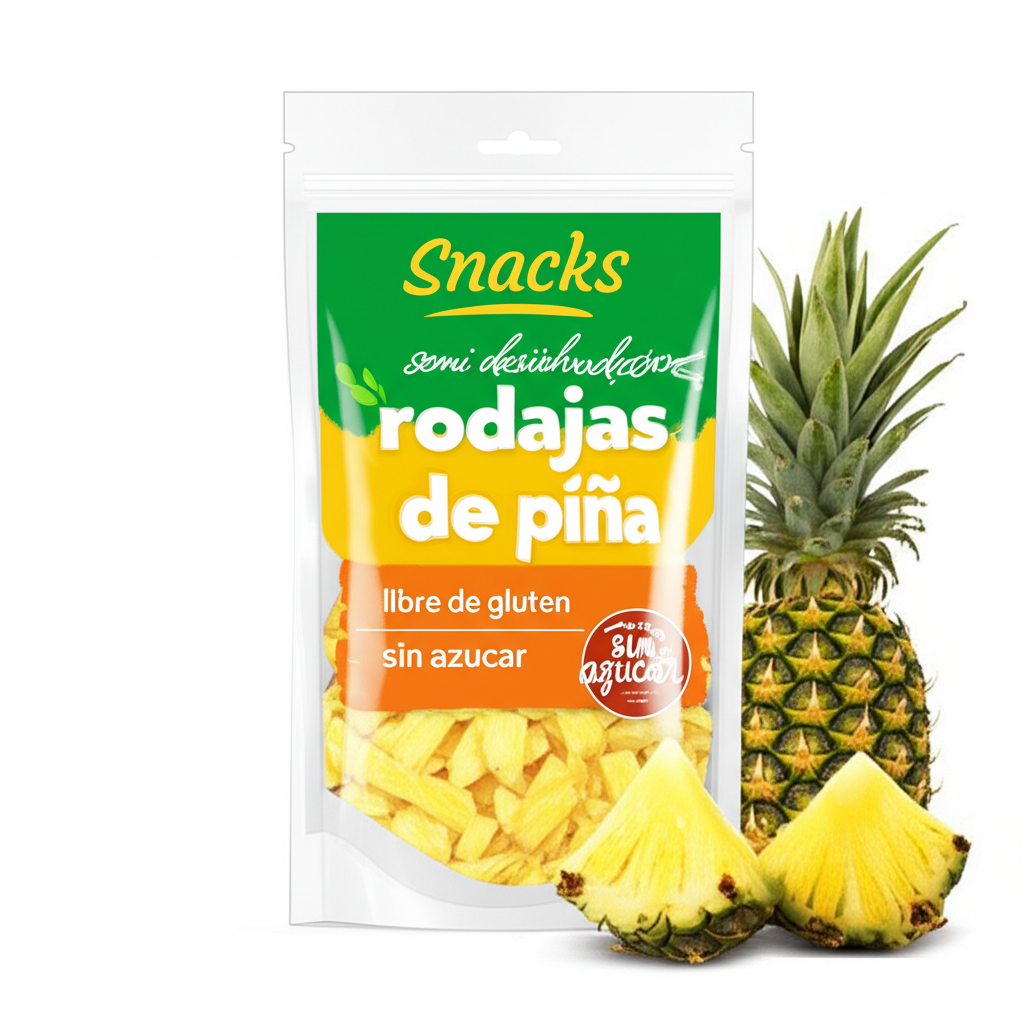 Snacks semi deshidratado rodajas de piña libre de gluten sin azucar